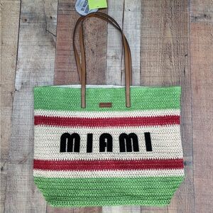 Green and Red Miami Robin Ruth Tote Bag